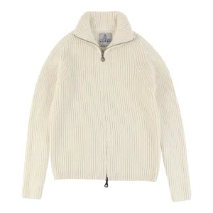 Women's Ribbed Zip Wool Cardigan