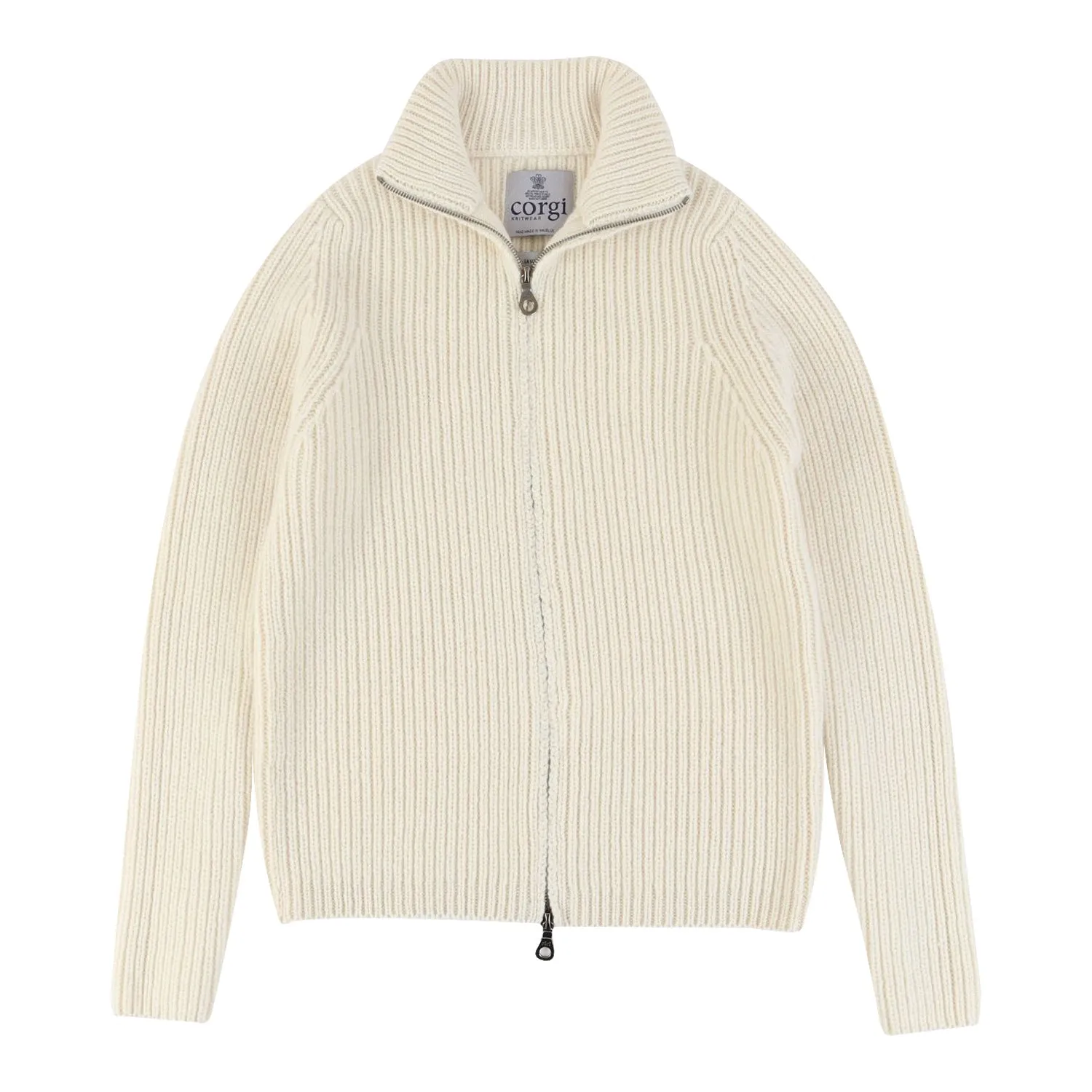 Women's Ribbed Zip Wool Cardigan