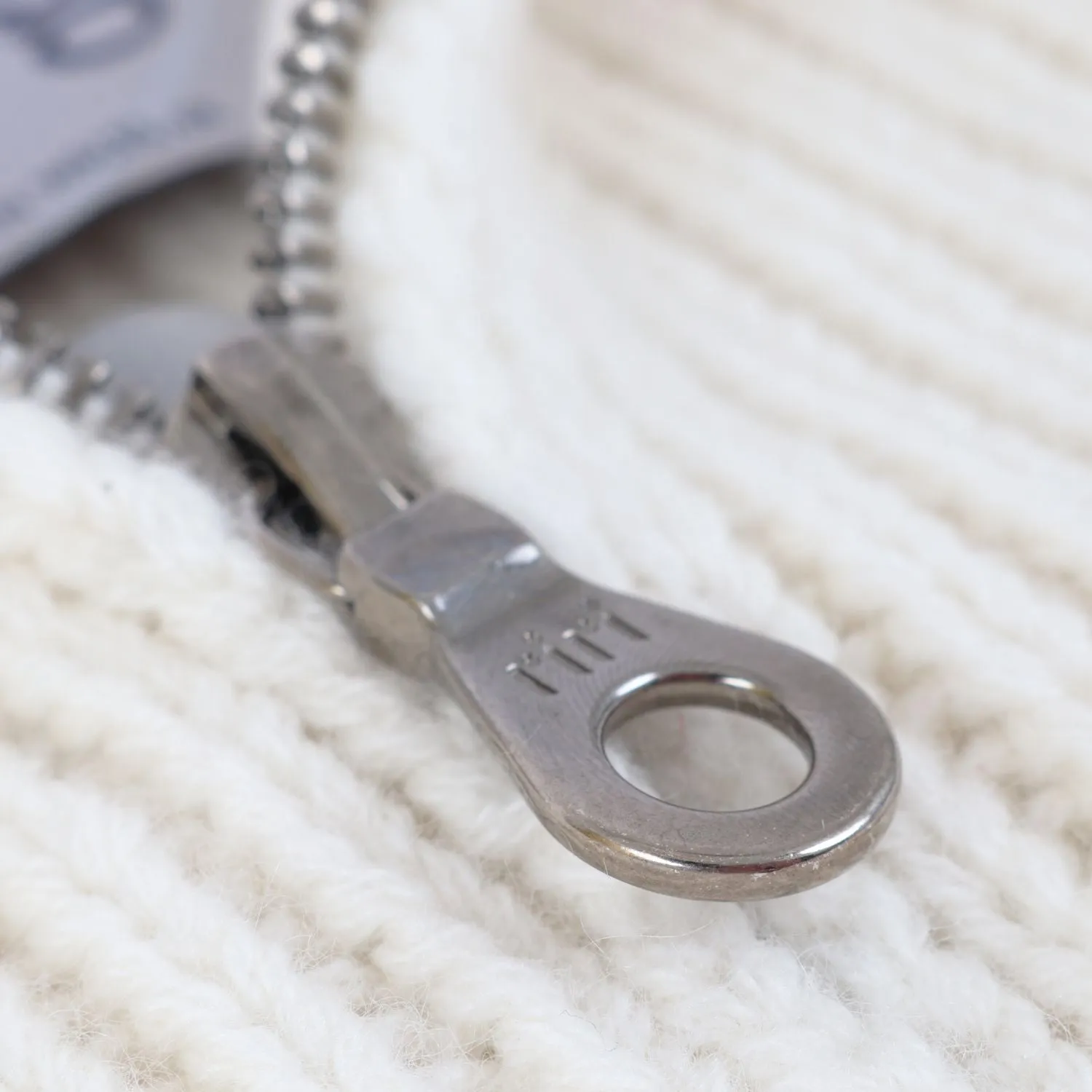 Women's Ribbed Zip Wool Cardigan