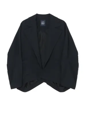 WOOL GABARDINE ELBOW PATCH SHORT JACKET