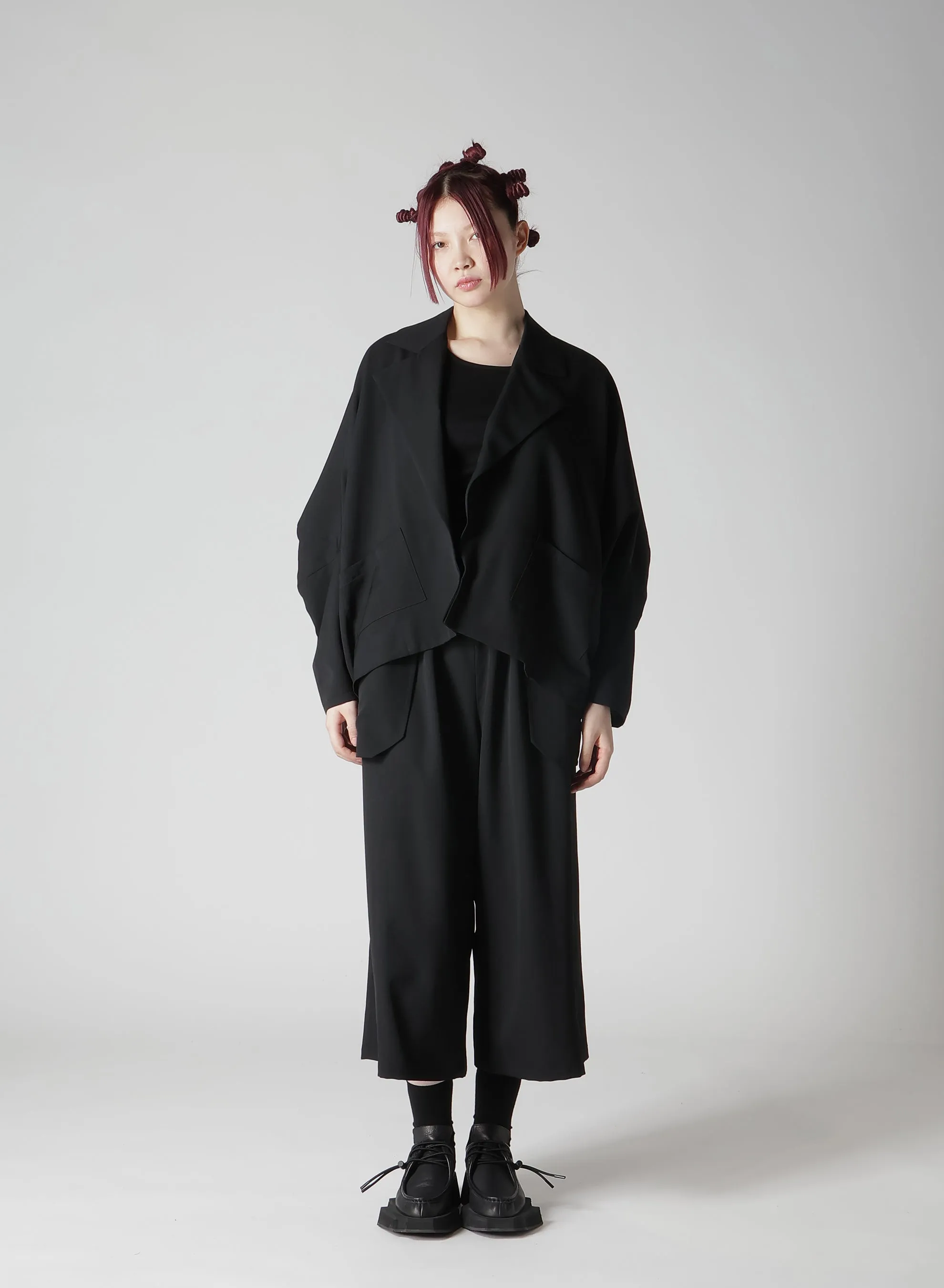 WOOL GABARDINE ELBOW PATCH SHORT JACKET