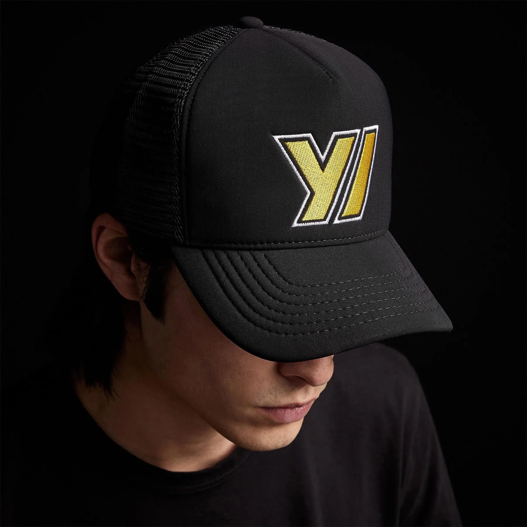 Y/ Outline Scuba Trucker Hat - Black