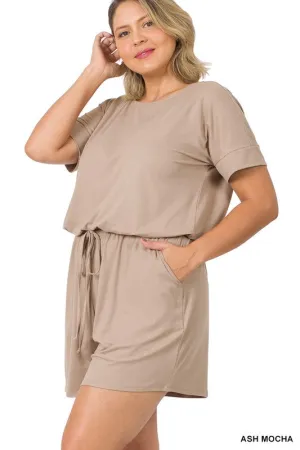 ZENANA Plus Brushed DTY Romper with Pockets