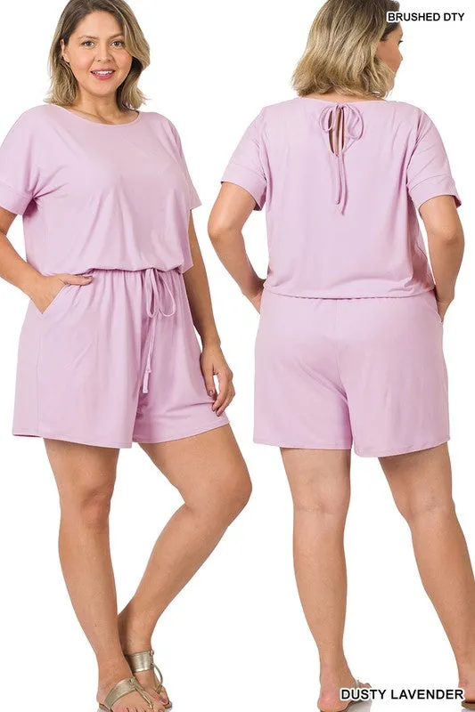 ZENANA Plus Brushed DTY Romper with Pockets