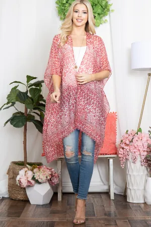 ZIG ZAG PRINT OPEN FRONT KIMONO